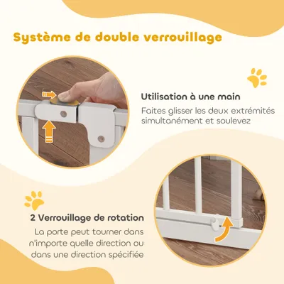 PawHut - Barrière Sécurité Animal Long. Réglable Sans Perçage H.76cm-blanc