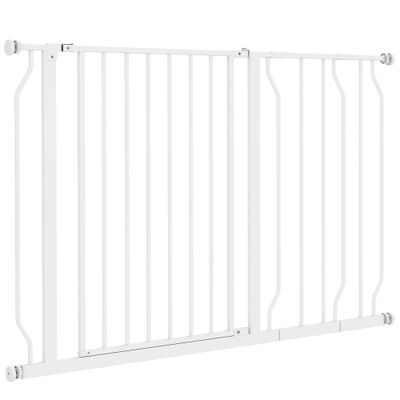 PawHut - Barrière Sécurité Animal Long. Réglable Sans Perçage H.76cm-blanc