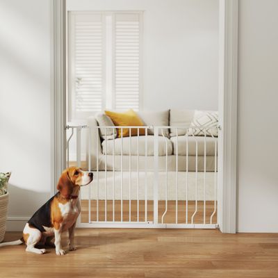 PawHut - Barrière Sécurité Animal Long. Réglable Sans Perçage H.76cm-blanc