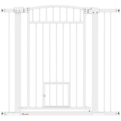 PawHut - Barrière sécurité chien - ajustable, 2 portes verrou. - blanc