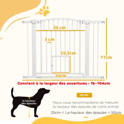PawHut - Barrière pour chien ajustable avec 2 portes verrouillables - blanc