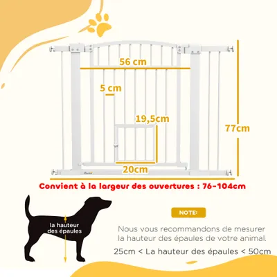 PawHut - Barrière pour chien ajustable avec 2 portes verrouillables - blanc