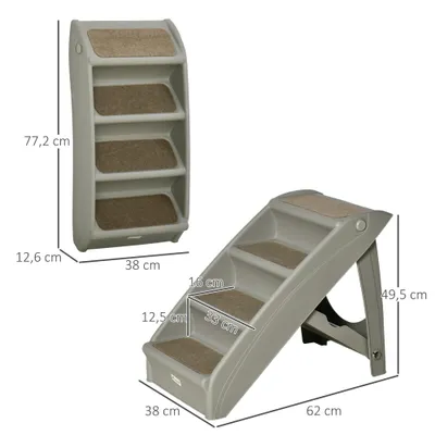 PawHut - Escalier Chien pliant 4 marches antidérapantes 10 Kg max-gris PawHut - Escalier Chien pliant 4 marches antidérapantes 10 Kg max-gris
