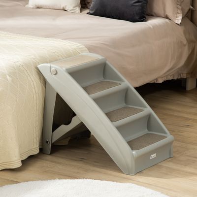 PawHut - Escalier Chien pliant 4 marches antidérapantes 10 Kg max-gris