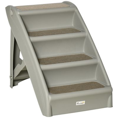 PawHut - Escalier Chien pliant 4 marches antidérapantes 10 Kg max-gris
