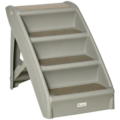 PawHut - Escalier Chien pliant 4 marches antidérapantes 10 Kg max-gris PawHut - Escalier Chien pliant 4 marches antidérapantes 10 Kg max-gris