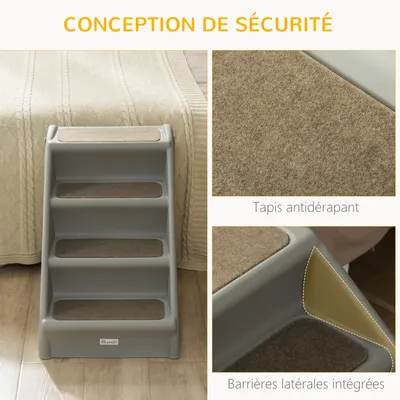 PawHut - Escalier Chien pliant 4 marches antidérapantes 10 Kg max-gris PawHut - Escalier Chien pliant 4 marches antidérapantes 10 Kg max-gris