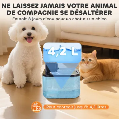PawHut - Fontaine à eau pour chat 3 étapes USB Inox + Accessoires