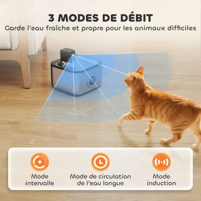 PawHut - Fontaine à eau pour chat 3 étapes USB Inox + Accessoires