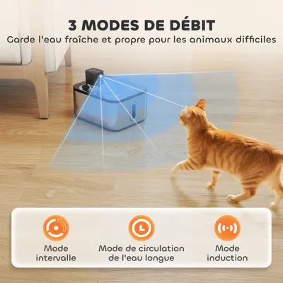 PawHut - Fontaine pour chat 5L filt 3 étapes USB accessoires acier inox