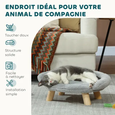 PawHut - Canapé Panier Animaux Design Scandinave Housse Amovible - gris PawHut - Canapé Panier Animaux Design Scandinave Housse Amovible - gris
