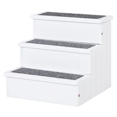 PawHut ? Escalier pour chien rampe 3 marches tapis coffre interne