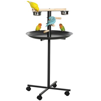 PawHut - Perchoir Perroquets Oiseaux Plat acier-Anthracite