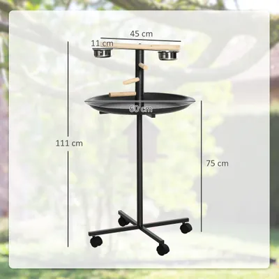 PawHut - Perchoir Perroquets Oiseaux Plat acier-Anthracite