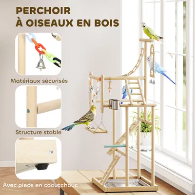 PawHut - Aire de jeu pour oiseaux avec perchoirs, mangeoires, balançoire