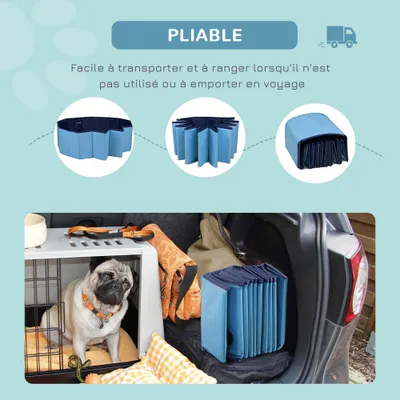 PawHut - Piscine chien pliable antidérapante  H.20 cm - bleu