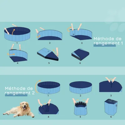 PawHut - Piscine chien pliable antidérapante  H.20 cm - bleu