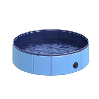 PawHut - Piscine chien pliable antidérapante  H.20 cm - bleu