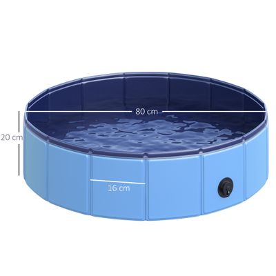 PawHut - Piscine chien pliable antidérapante  H.20 cm - bleu