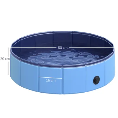 PawHut - Piscine chien pliable antidérapante  H.20 cm - bleu