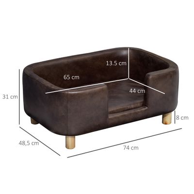 PawHut - Canapé chien/chat avec rebord, coussin moelleux H.31 cm - chocolat