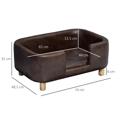 PawHut - Canapé chien/chat avec rebord, coussin moelleux H.31 cm - chocolat PawHut - Canapé chien/chat avec rebord, coussin moelleux H.31 cm - chocolat