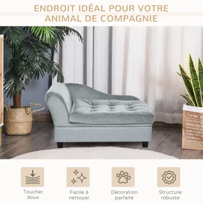 PawHut - Canapé chien avec coffre de rangement H.41,5 cm - bleu