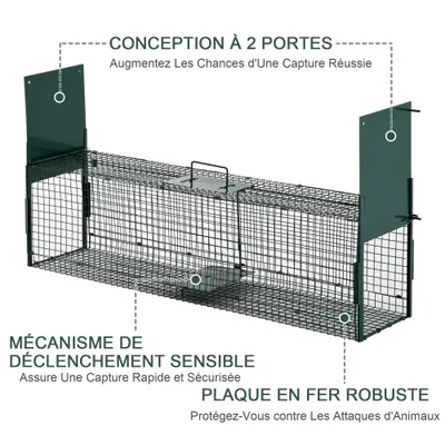 PawHut - Piège pour petits animaux lapin rat H.28 cm - vert