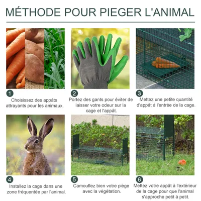 PawHut - Piège pour petits animaux lapin rat H.28 cm - vert