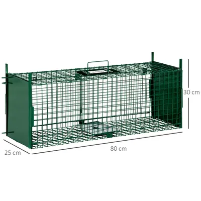 PawHut - Piège lapin rat 2 entrées + poignée H.30 cm - vert