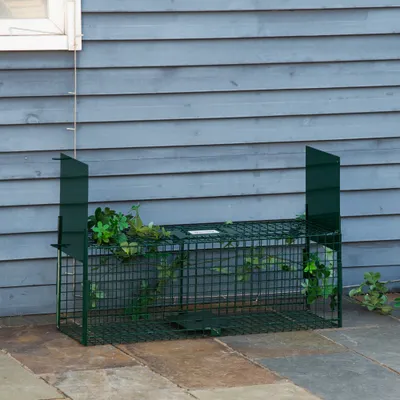 PawHut - Piège lapin rat 2 entrées + poignée H.30 cm - vert