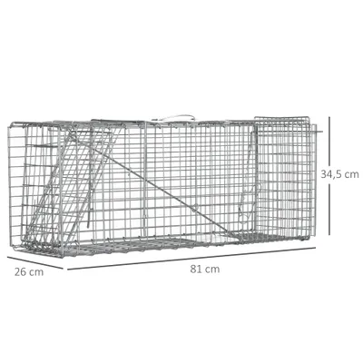 PawHut - Piège de capture pliable 2 portes poignée H.34 cm acier - gris