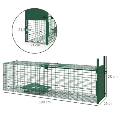 PawHut - Piège de capture petits animaux entrée poignée H.28cm - vert