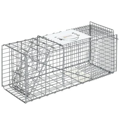 PawHut - Piège de capture pliable 2 portes poignée H.30 cm acier - gris