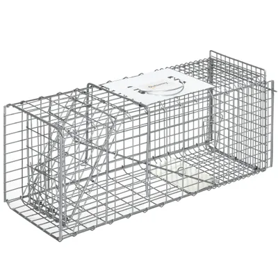 PawHut - Piège de capture pliable 2 portes poignée H.30 cm acier - gris