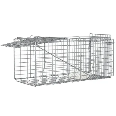 PawHut - Piège de capture pliable 2 portes poignée H.30 cm acier - gris