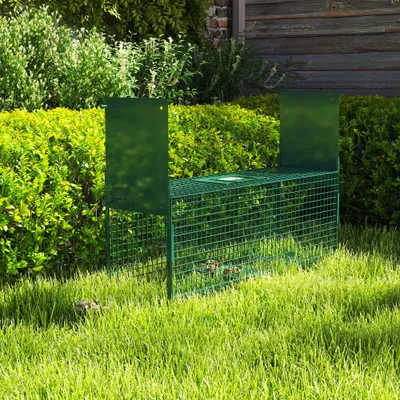 PawHut - Piège pour petits animaux 2 entrées + poignée H.20cm - vert