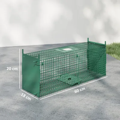 PawHut - Piège pour petits animaux 2 entrées + poignée H.20cm - vert