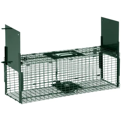 PawHut - Piège pour petits animaux 2 entrées + poignée H.20cm - vert