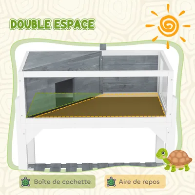 PawHut - Terrarium-sur pied étagère 2 zones toit ouvrant support lampe-gris PawHut - Terrarium-sur pied étagère 2 zones toit ouvrant support lampe-gris