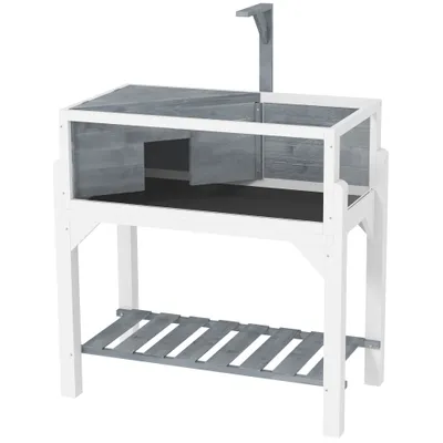 PawHut - Terrarium-sur pied étagère 2 zones toit ouvrant support lampe-gris PawHut - Terrarium-sur pied étagère 2 zones toit ouvrant support lampe-gris