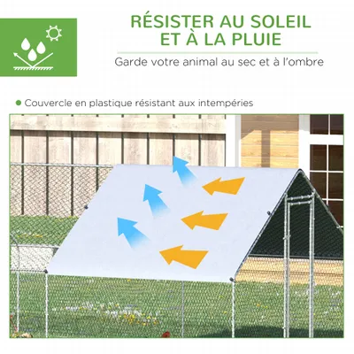 PawHut - Enclos poulailler chenil 24m² couvert acier galvanisé H.2 m - gris PawHut - Enclos poulailler chenil 24m² couvert acier galvanisé H.2 m - gris