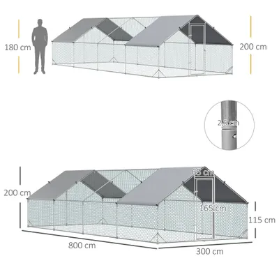 PawHut - Enclos poulailler chenil 24m² couvert acier galvanisé H.2 m - gris PawHut - Enclos poulailler chenil 24m² couvert acier galvanisé H.2 m - gris