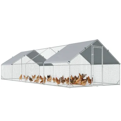 PawHut - Enclos poulailler chenil 24m² couvert acier galvanisé H.2 m - gris PawHut - Enclos poulailler chenil 24m² couvert acier galvanisé H.2 m - gris