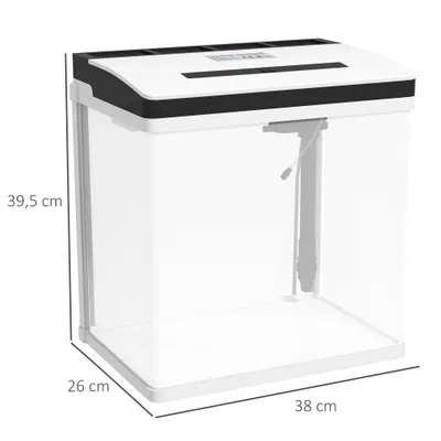 PawHut+ Aquarium en verre 28L - Filtre, couvercle & LED intégré - blanc