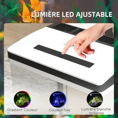 PawHut+ Aquarium en verre 28L - Filtre, couvercle & LED intégré - blanc