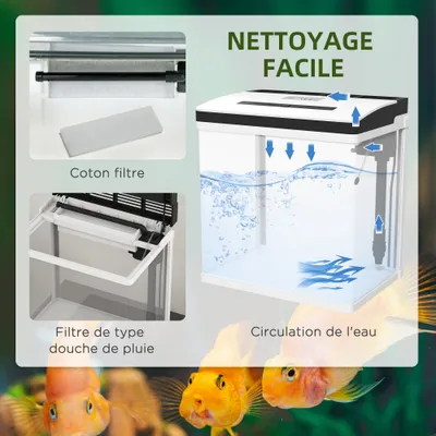 PawHut+ Aquarium en verre 28L - Filtre, couvercle & LED intégré - blanc