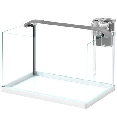 PawHut - Aquarium en verre 20L éclairage LED, pompe à filtre-blanc