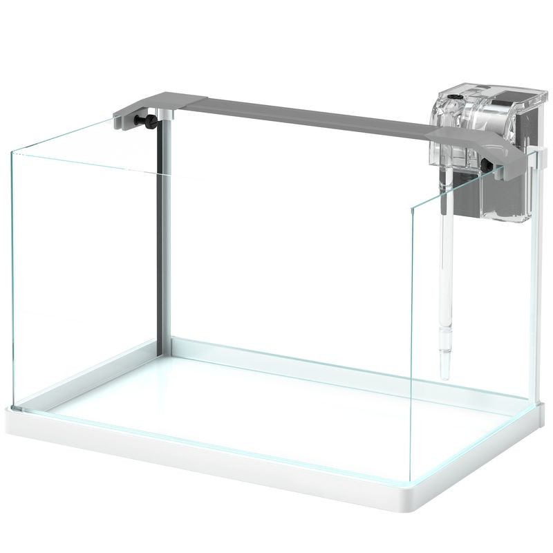 PawHut - Aquarium en verre 20L éclairage LED, pompe à filtre-blanc
