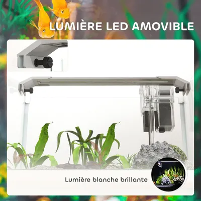 PawHut - Aquarium en verre 20L éclairage LED, pompe à filtre-blanc